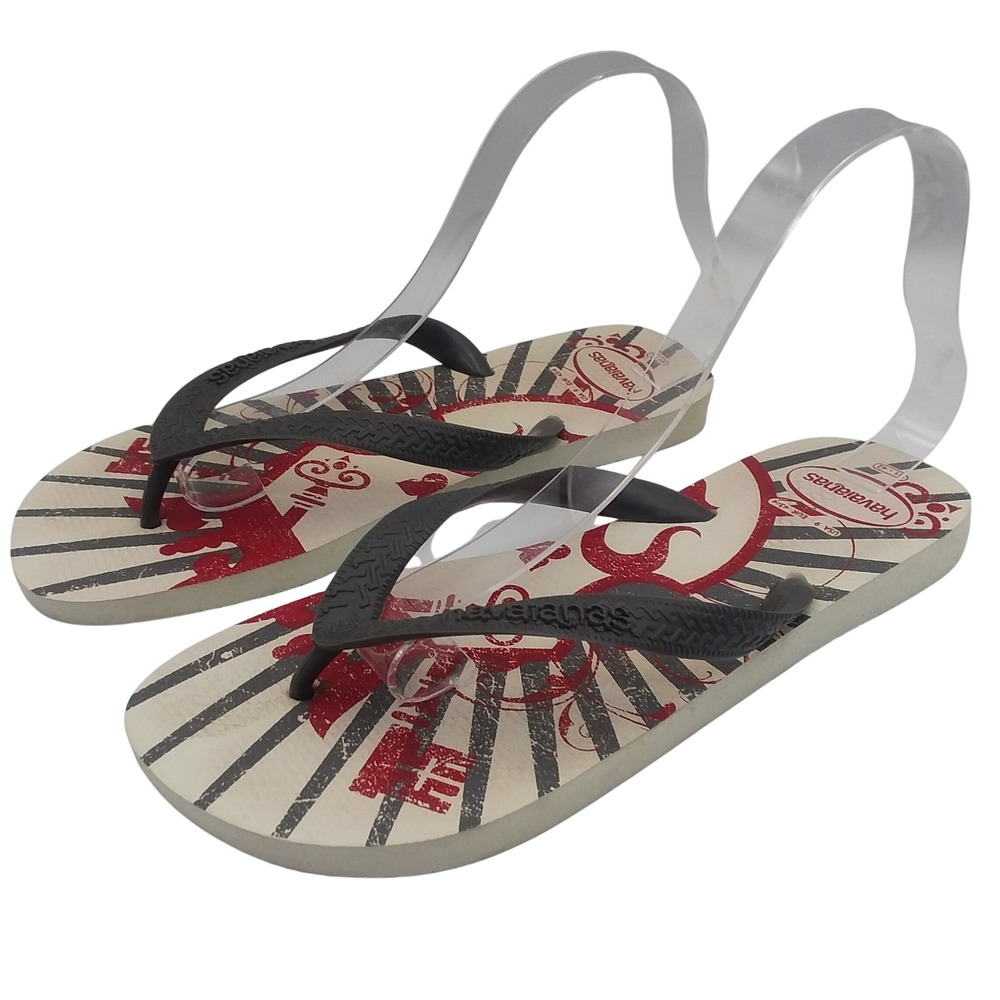 Havaianas Flip Flops Graphic Print Thong Sandals Beach Pool Slides US9 EUR41/42